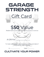 Load image into Gallery viewer, Garage Strength Gym Gift Card